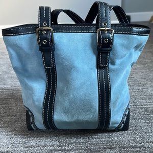 Vintage Light Blue Suede Handbag